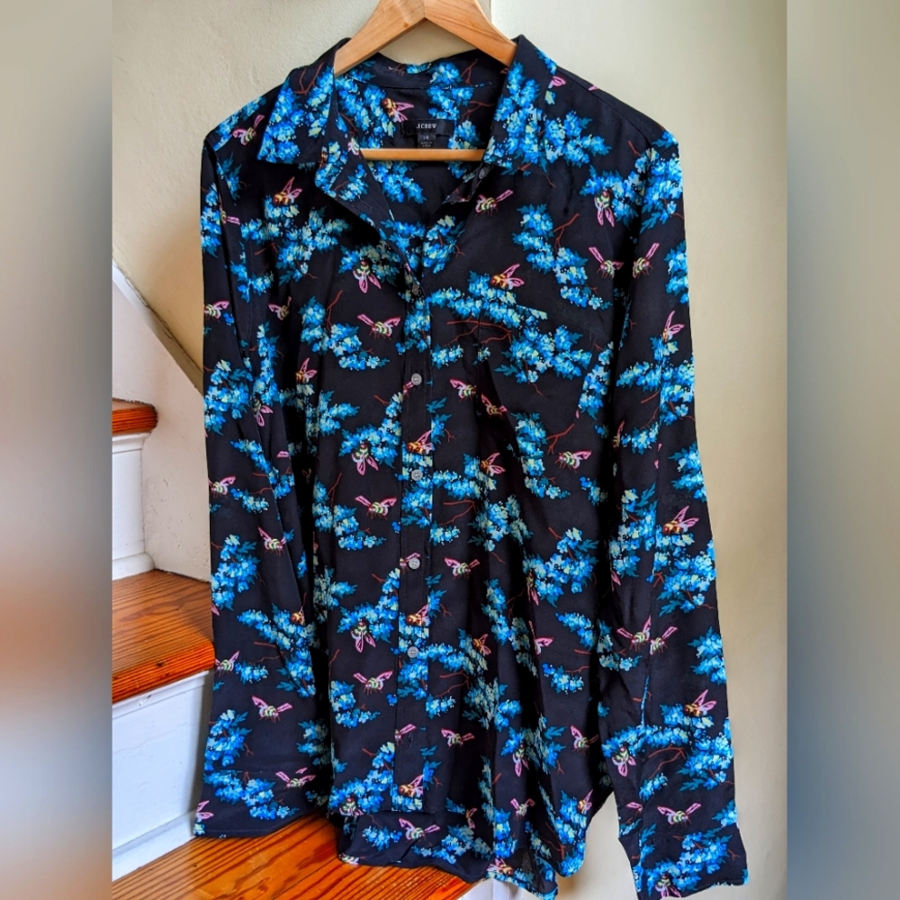 J Crew women's blouse, button down, silk, size 14